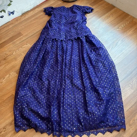 Vintage 1990’s short sleeve purple floral/sequin dress. Size 20/22. - Picture 9 of 17